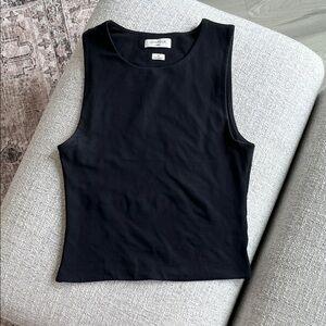 Aritzia Black Contour High Neck Waist-Length Tank